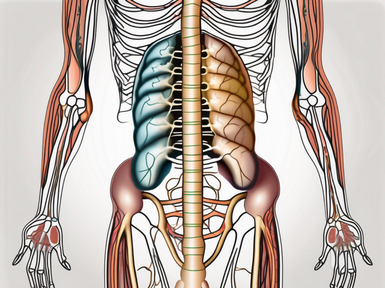 The human nervous system highlighting the sacral nerves